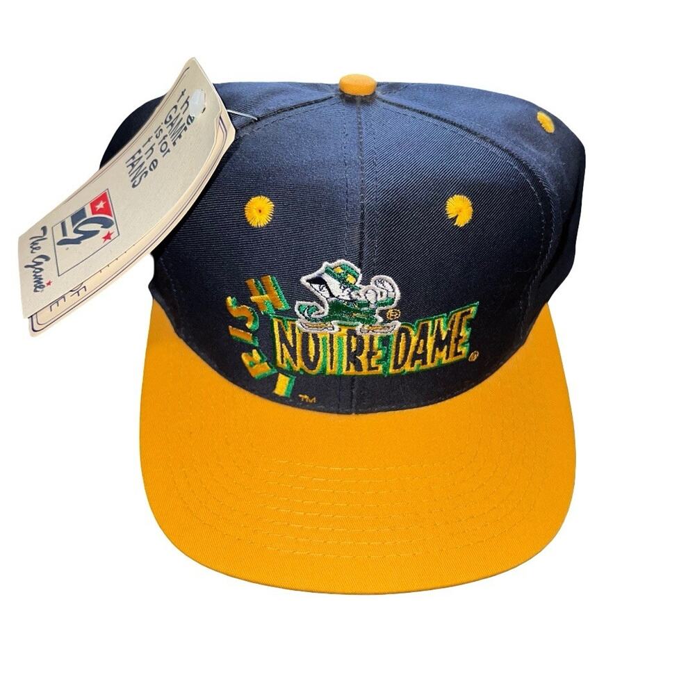Vintage Notre Dame Fighting Irish StrapBack Hat Cap Embroidered 90s NCAA NOS NWT